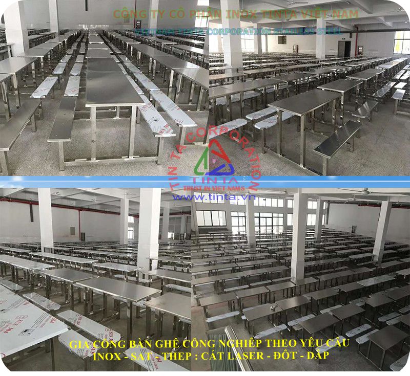 Industrial stainless steel tables and chairs