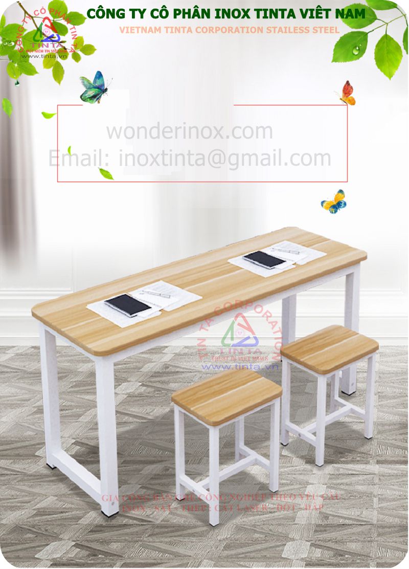 Mẫu mã và giá bàn học gỗ công nghiệp của Inox TinTa phù hợp mọi đơn vị